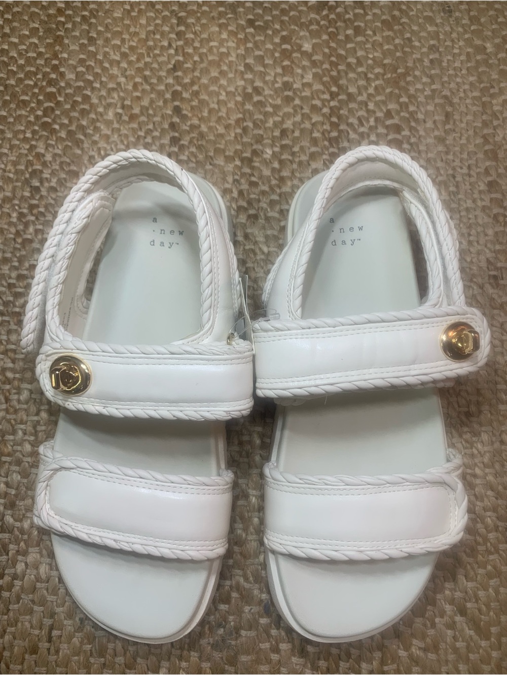Target Women’s a new day Chunky White Braided Strap Sandals Mid Platform size 9